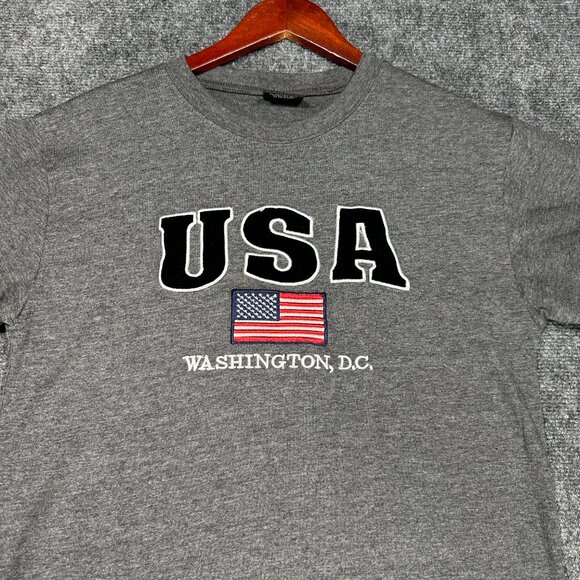 USA Washington DC Top Womens Medium Gray Cotton Knit Short Sleeve Pullover Tee - Picture 2 of 5